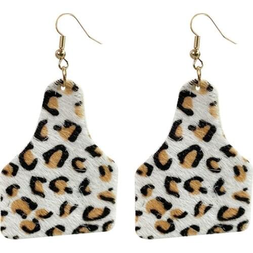 New Leopard Bottle Shape Western Cowboy Horsehair Cow Leather Drop Earrings for Women