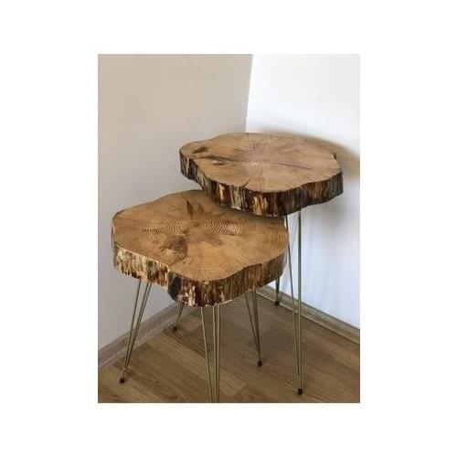 Modern lux Natural Wood Log Zigon Coffee table 2'li coffe table