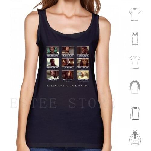 Supernatural Alignment Chart Tank Tops Vest Cotton Supernatural Castiel Crowley Sam Winchester Dean Winchester Amara Chuck