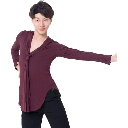 Ballroom Dance Tops Men Long Sleeve Latina Practice Wear Samba Costume Designer Clothes Tap Dancewear Tango Dance Outfit JL3269