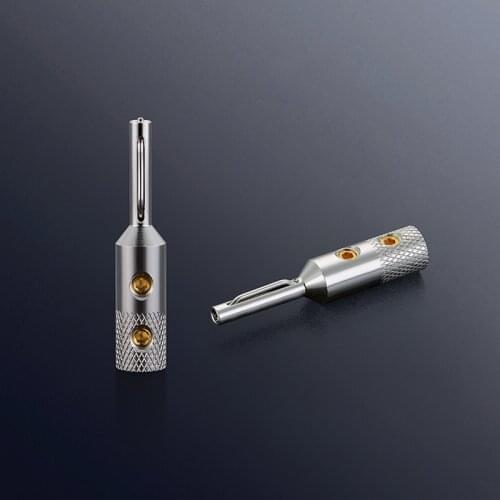 Viborg 4Pcs VB401R Pure Copper Rhodium Plated Banana Plug Speaker Cable Plug HIFI Audio Banana Plug