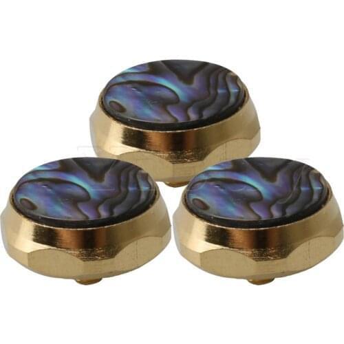 Yibuy 9 Pieces Trumpets Finger Buttons Alloy Golden with Abalone Shell Inlay