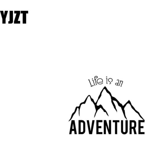 YJZT 17.8CM*13.5CM Life Is An Adventure Vinyl Motorcycle Car Sticker Decals Black/Silver C13-000382