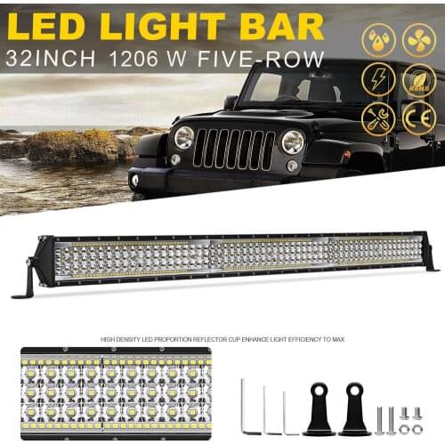 YNROAD 1206w 30inch five rows Led slim Light Bar offroad bar combo beam for Hunting Driving Offroad Light