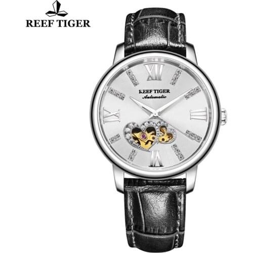 New Reef Tiger/RT Luxury Brand Ladies Watch Waterproof Diamond Leather Band Automatic Watches Relogio Feminino RGA1580