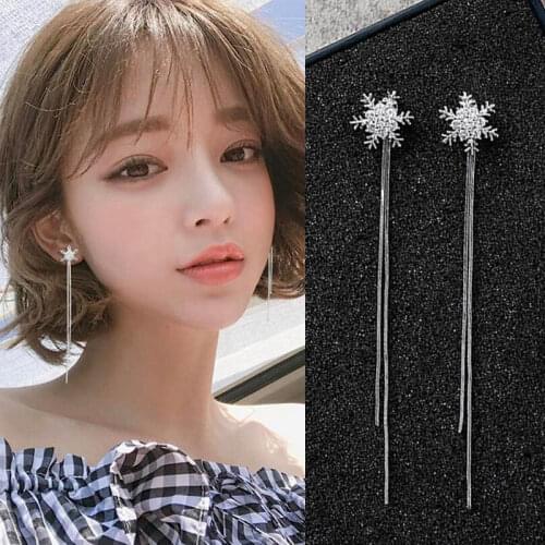 European and American fashion personality snowflake long-style tassels earrings makings a woman party ear ornaments