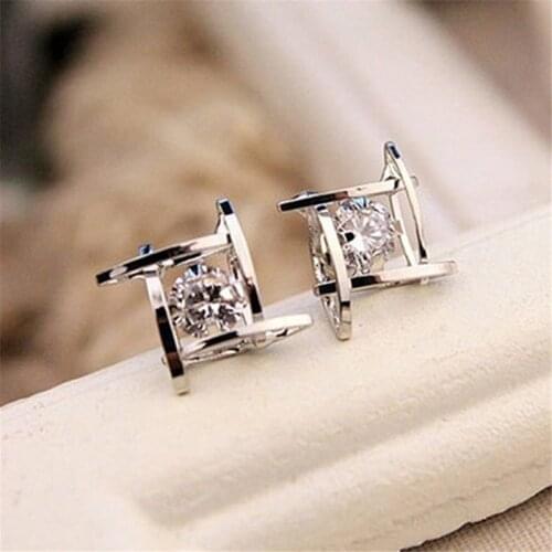 Womens Earrings 2020 Europe And The New Jewelry Geometric Hollow Square Zircon Earrings Fashion Banquet Jewelry