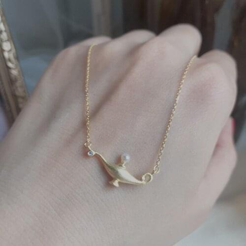 925 Sterling Silver Aladdin Magic Lamp Necklaces For Women Wish Lamp Pearl Pendant Choker Girls Birthday Gifts Sweater Necklace