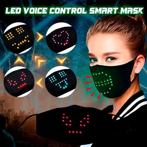 1/5pcs Ski Fasemask Adult Led Voice-activated Luminous Mask Masquerade Bandana Reusable Club Wear Party Mascarillas