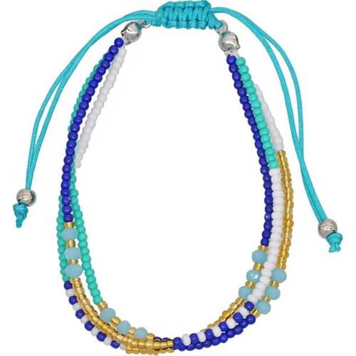 1pc Fashion Beaded Rope Bracelet Bohemian Style Crystal Adjustable String Decor Bracelet Braid Bracelet Jewelry Accessories