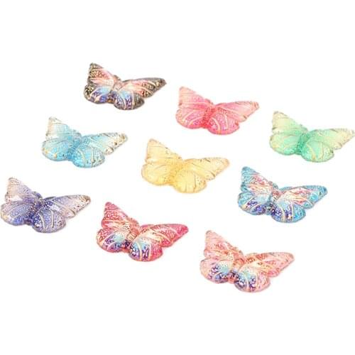10Pcs Resin Kawaii Accessories Stamping Butterfly Flatback Cabochon Embellishment For Scrapbooking Diy Decoration Craft