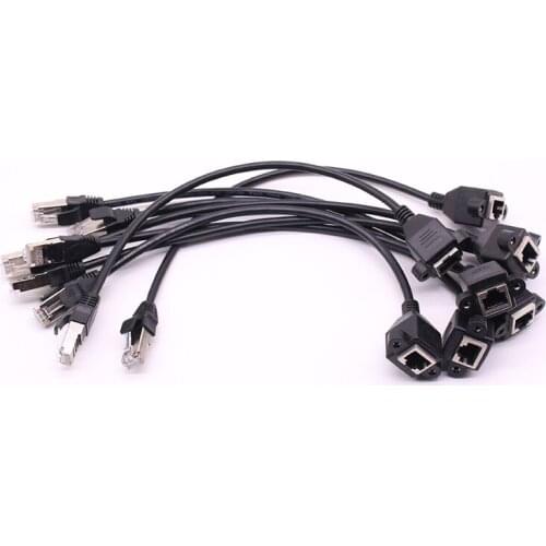 10pc/lot 8P8C FTP STP UTP RJ45 Cat6 Cable Male to Female Screw Panel Mount Ethernet LAN 1000m Network Extension Cable 30cm 60cm
