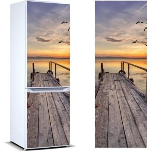 3D Fridge Sticker Sunset Seaside Refrigerator Dishwasher Door Cover Kitchen Home Decoration Accessories Modern 3d Wall Stickers