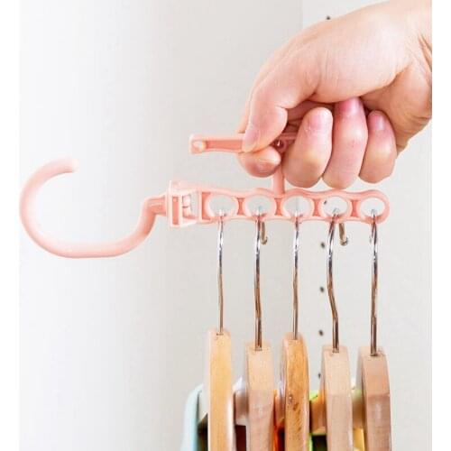 5 Circle Creative Hanger Organizer Fixed Holder Buckle Household Anti-Slip Clothes Hanger Plastic Multilayer Windproof Hanger