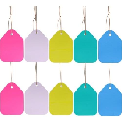50-100pcs 5 Colors 5 Sizes of Plastic Hanging Garden Tags with String Line for Pot Herbs Waterproof Plant Label Markers Colorful