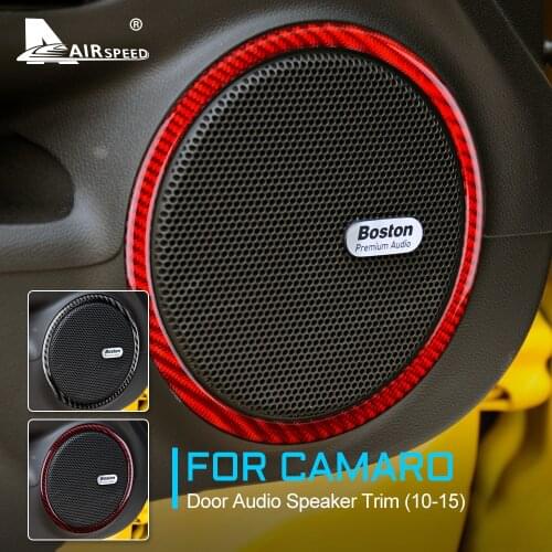 AIRSPEED Carbon Fiber for Chevrolet Camaro 2010 2011 2012 2013 2014 2015 Accessories Car Door Audio Speaker Trim Cover Sticker