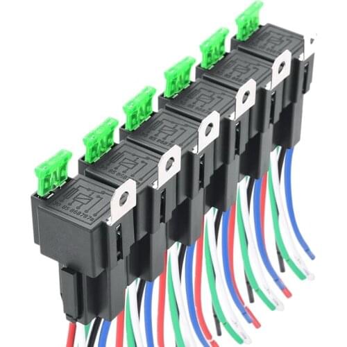 6PCS 5-Pin SPST Automotive Electrical Relay 12V 30A Car Fuse Relay Switch Wiring Harness Car Accessories