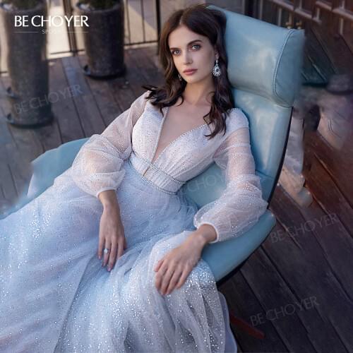 BECHOYER Long Sleeve Wedding Dresses