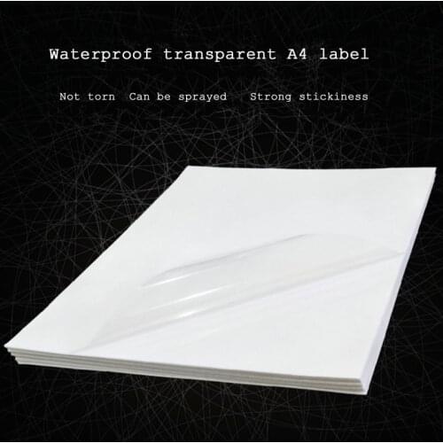 Inkjet/Laser Printing A4 Translucent PET Self-adhesive Label Printing Adhesive Color Jet Waterproof Sticker Personalized Film