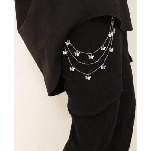 Double Layer Five-Pointed Star Pendants Waist Chain for Woman Butterfly Waist Chain Tassel Cool Girl' s Pants Decoration New
