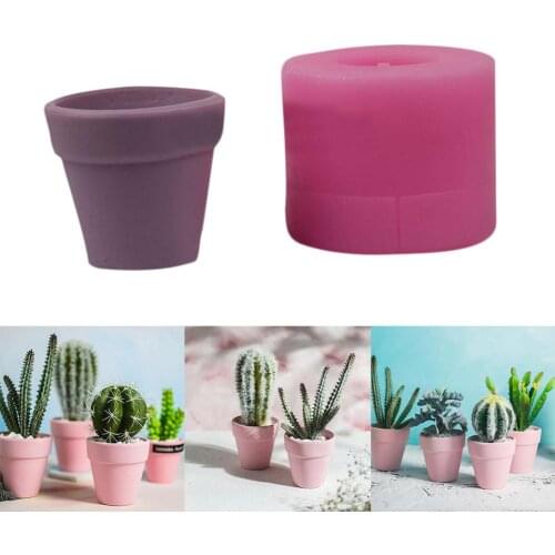 3D Barrel Shape Flower Succulent Plant Flower Pot Silicone Moulds Gypsum Cement Fleshy Flower Bonsai DIY Clay Resin Craft Moulds
