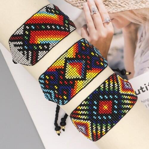 Go2boho Ethnic Bracelet For Women Native America Jewelry Handmade Bead Loom Woven Jewellery 2020 Pulsera Woven Wrap Bracelets