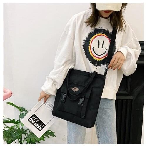 PURFAY Canvas Women Shoulder Bag Cotton Tote Shopper Bag Eco Reusable Shopping Bag Handbag Cloth Messenger