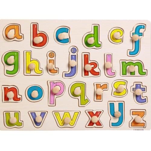 30cm Kid Early educational toys baby hand grasp wooden puzzle toy alphabet and digit learning education child wood toy J0405
