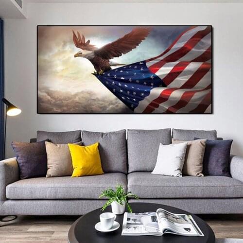 American Flag Eagle Art Posters and Prints Wall Art Canvas Painting Modern Cuadros Decorative Wall Picture for Livng Room Decor