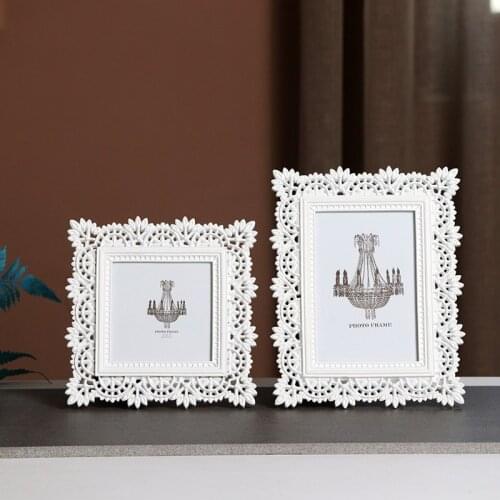 Korean modern white lace edge creative resin photo frame high-end romantic wedding art photo frame decoration birthday gift