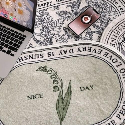 Cutelife Nordic Plants Oval Soft Door Mats Outdoor Bathroom Anti Slip Terrace Floor Mat Bedroom Stair Hallway Carpet Kitchen Rug