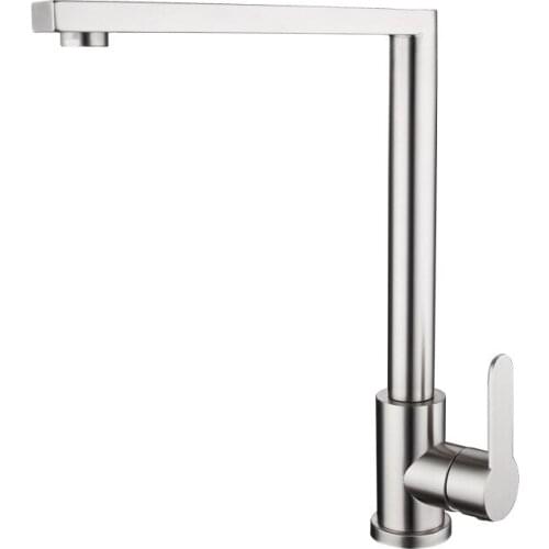 Stainless Steel Kitchen Faucets Square 360 Degree Rotation Single Handle Bathroom Basin Tap Cold and Hot Water Mixer Tap Crane