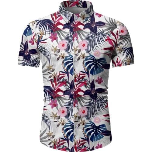 Retro Mens Beach Shirt 3D Tropical Rainforest Short Sleeve Summer Shirts for Men