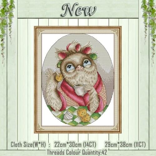 Cute owl cartoon animal decor paintings counted printed on the canvas DMC 11CT 14CT kits Cross Stitch embroidery needlework Sets