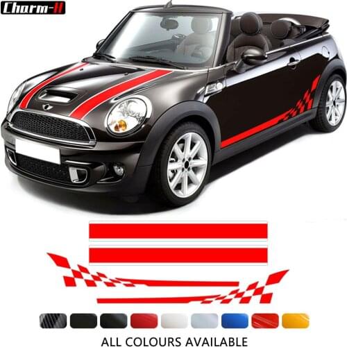 Car Hood Decal Side Stripes Graphics Checkered Flag Checkerboard Door Panel for Mini Cooper R50 R52 R53 Side Decal Sticker
