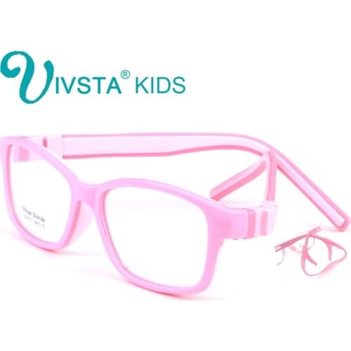 IVSTA 519 49-15 TR90 Kids Glasses Girls Frame Silicone Optical with retainer strap student boys prescription amblyopia