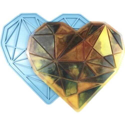 Coaster Epoxy Resin Mold Diamond Heart Jewelry Casting Silicone Mould DIY Crafts Plaster Soap Aromatherapy Wax Making Tool
