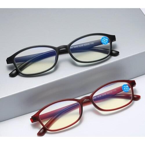 Anti-Blue Light Hyperopia Eyeglasses Women Square Plastic Glasses Men Computer Reading Glasses+1.0+1.5+2.0+2.5+3.0+3.5+4.0