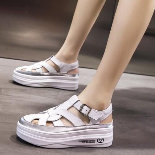 QZYERAI 2021 Summer Womens Sandals The Bottom of The Thick Genuine Leather Roman Style Sports and Casual Sandals