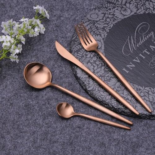 Rose Gold Cutlery Set Stainless Steel Flatware Set Kitchen Silverware Tableware Dinnerware Fork Spoon Knife Set Drop Shipping
