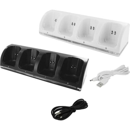1 Piece Smart 4 Ports Charger with Overcurrent Protection Quick Charging Compatible with WII/WII U Game Console