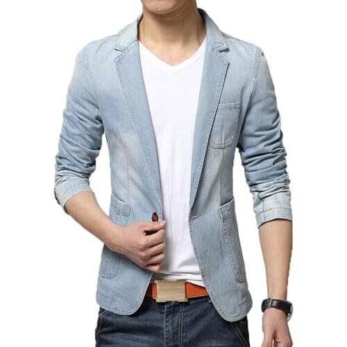 Spring Fashion Brand New Men Blazer Men Trend Jeans Suits Casual Suit Jean Jacket Men Slim Fit Denim Jacket Men