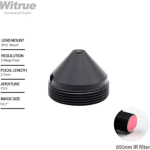 Witrue HD 3Mega pixel Pinhole CCTV Lens 3.7MM 1/2.7" F2.5 M12 Mount with 650nm IR filter for Surveillance Security Cameras