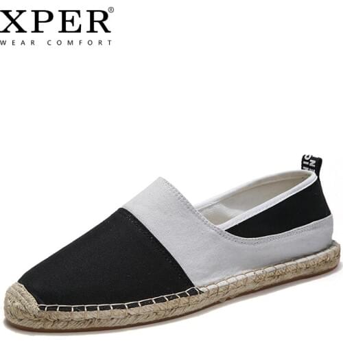 XPER New Fashion Men Casual Shoes Hemp Light Loafers Male Soft Flats Wear Comfort Lace-Up Footwear Mixed Colors #XP064