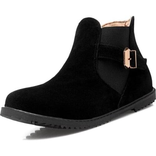 Big Size boots women shoes ankle boots for women ladies boots shoes woman winter Round head pure color