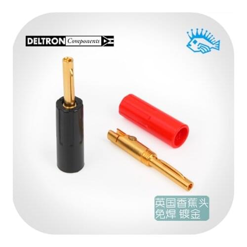 1 pair New British DELTRON pure copper plated speaker wire plug speaker amplifier DIY connector