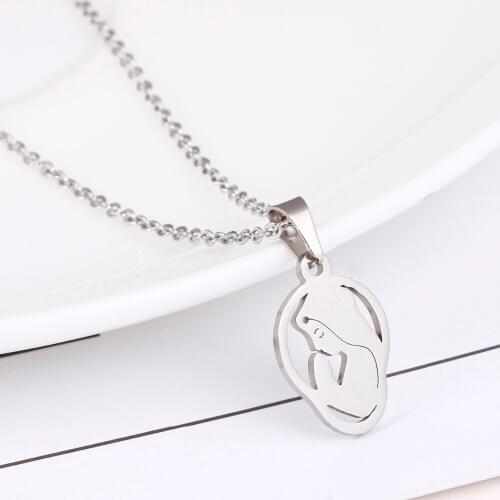 Everfast 1pc Blessing Madonna Maria Pendant Stainless Steel Necklace Chokers Statement Necklace For Women Girls Luck Gift