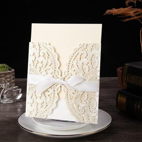 10pcs Laser Cut 4 Color Wedding Invitations Card lace Elegant Greeting Card Envelopes Birthday Event Party Wedding Decorations