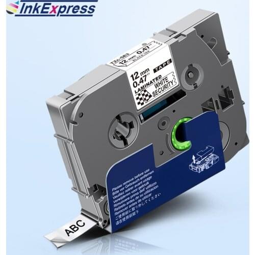 12mm Security Tapes TZe SE3 Laminated Label Tape TZ-SE3 Black on White Printer Ribbon tzeSE3 For Brother P touch Label Maker