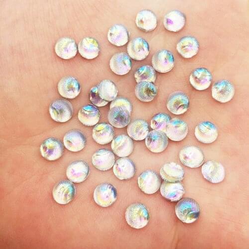 200PCS AB Resin 6mm Round Shell Gem Flat Back Rhinestone Scrapbook DIY Wedding Embellishme Applique SF484
